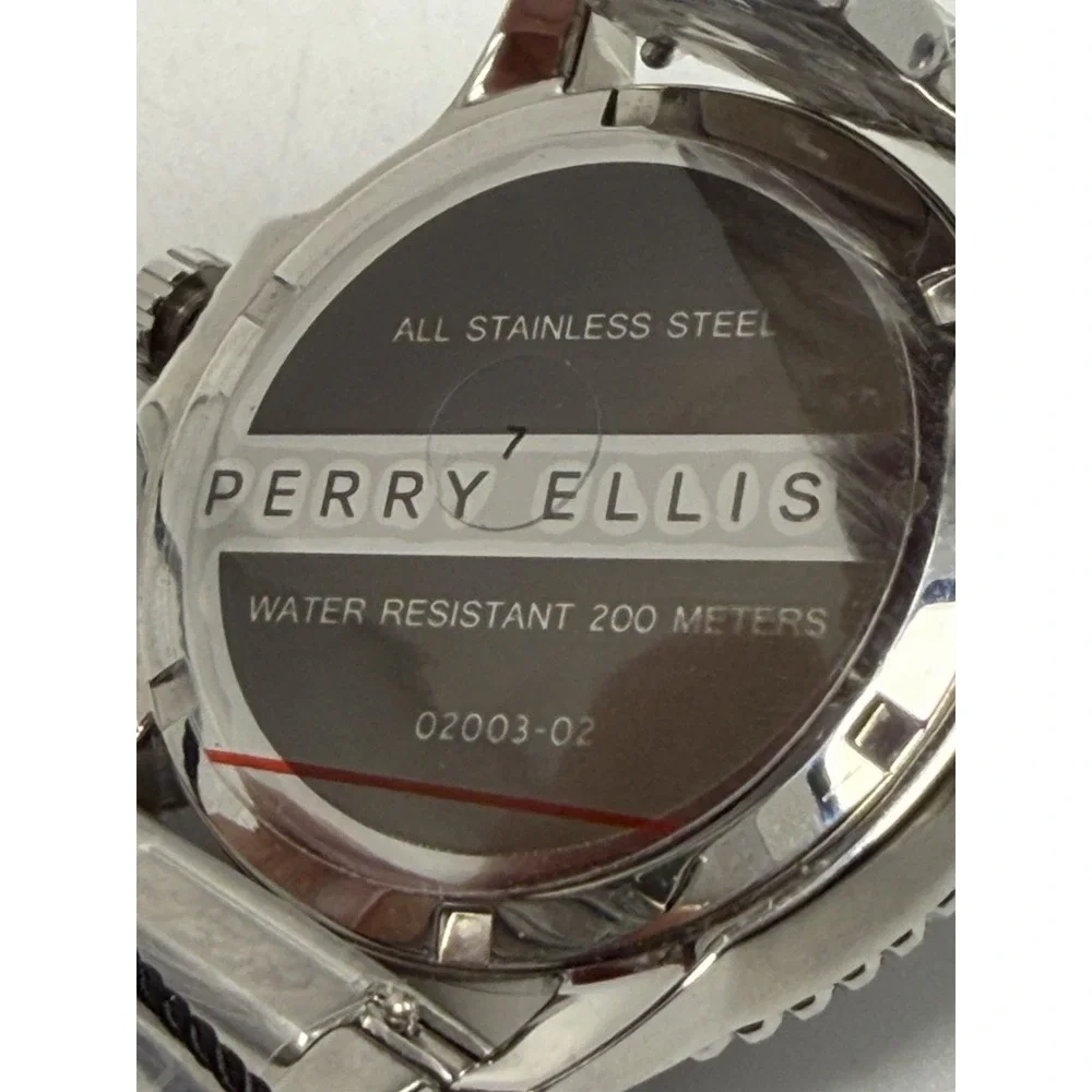 Perry Ellis Mens Divers Watch 02003-02 New Battery Green Dial 45MM 7.5